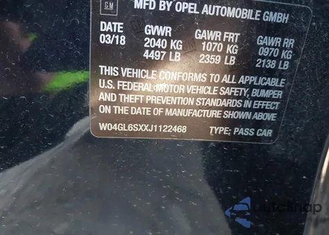 2018 Buick Regal Sportback Preferred из США, поврежденный, VIN W04GL6SXXJ1122468